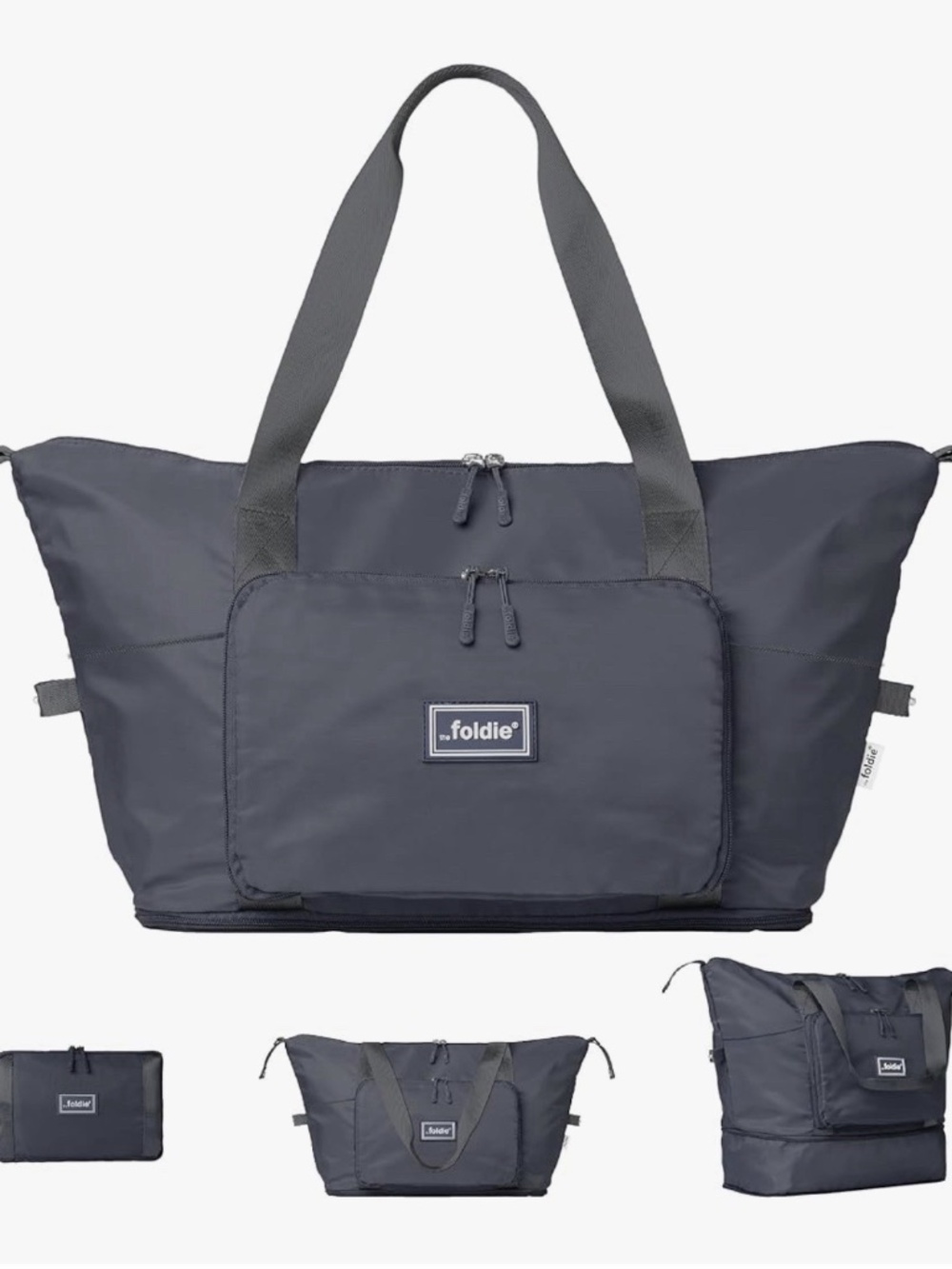 The FOLDIE Expandable Travel Tote Bag in Grey